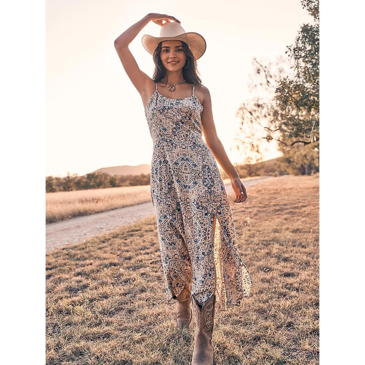 Women's Western Tank Maxi Dress in BW Horses Product Image