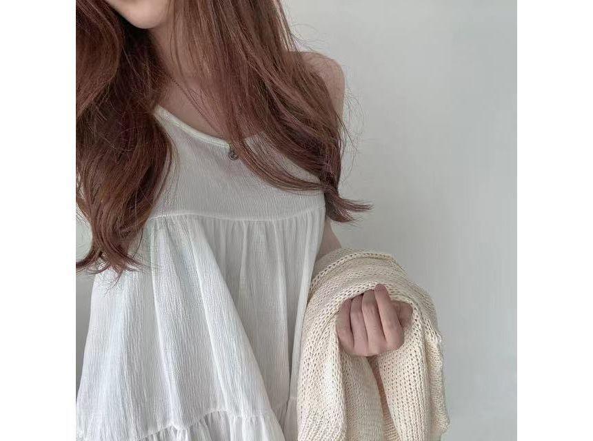 Spaghetti Strap Tiered Oversized Mini Dress Product Image