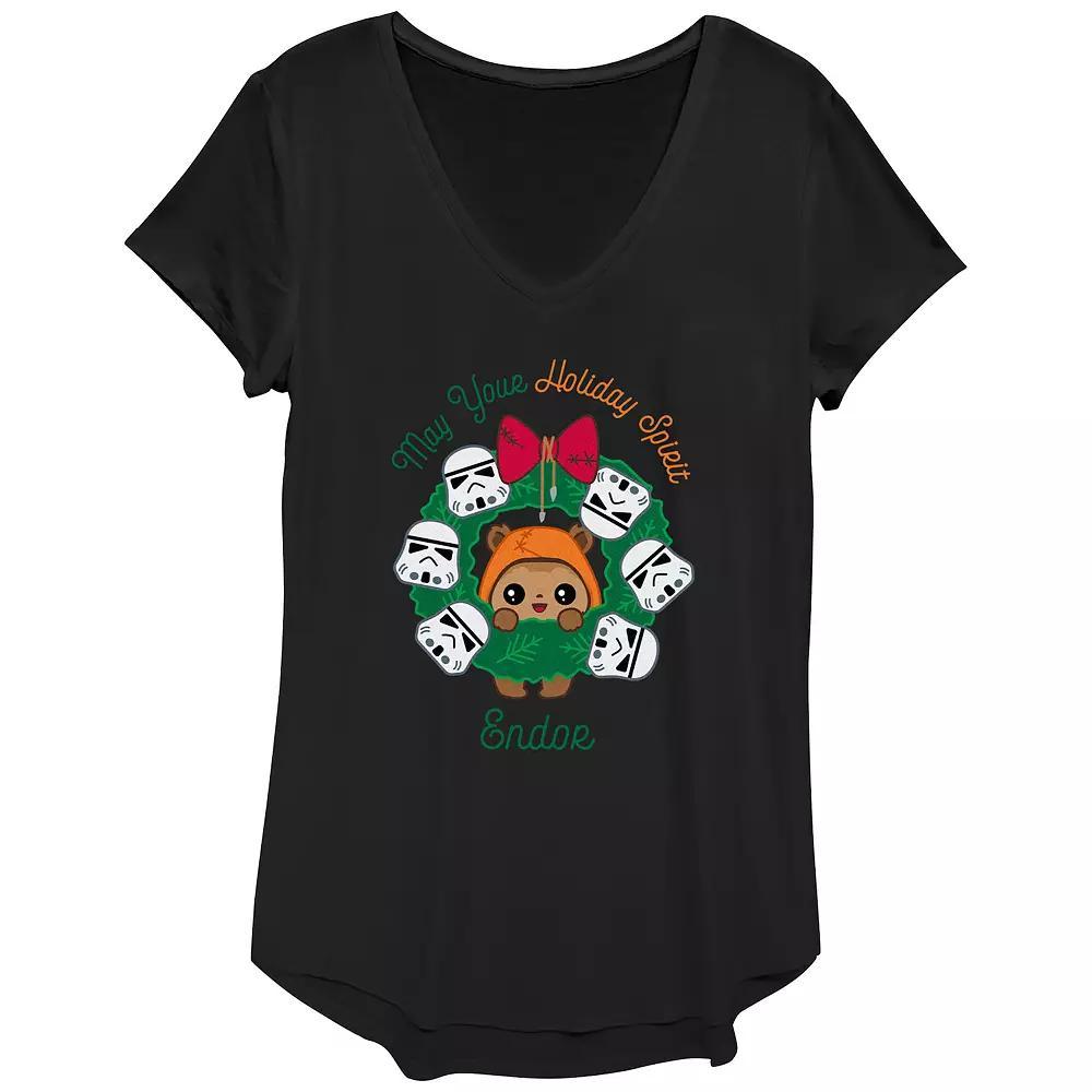Women's Star Wars May Your Holiday Spirit Endor Graphic Tee, Size: XS, Black Product Image
