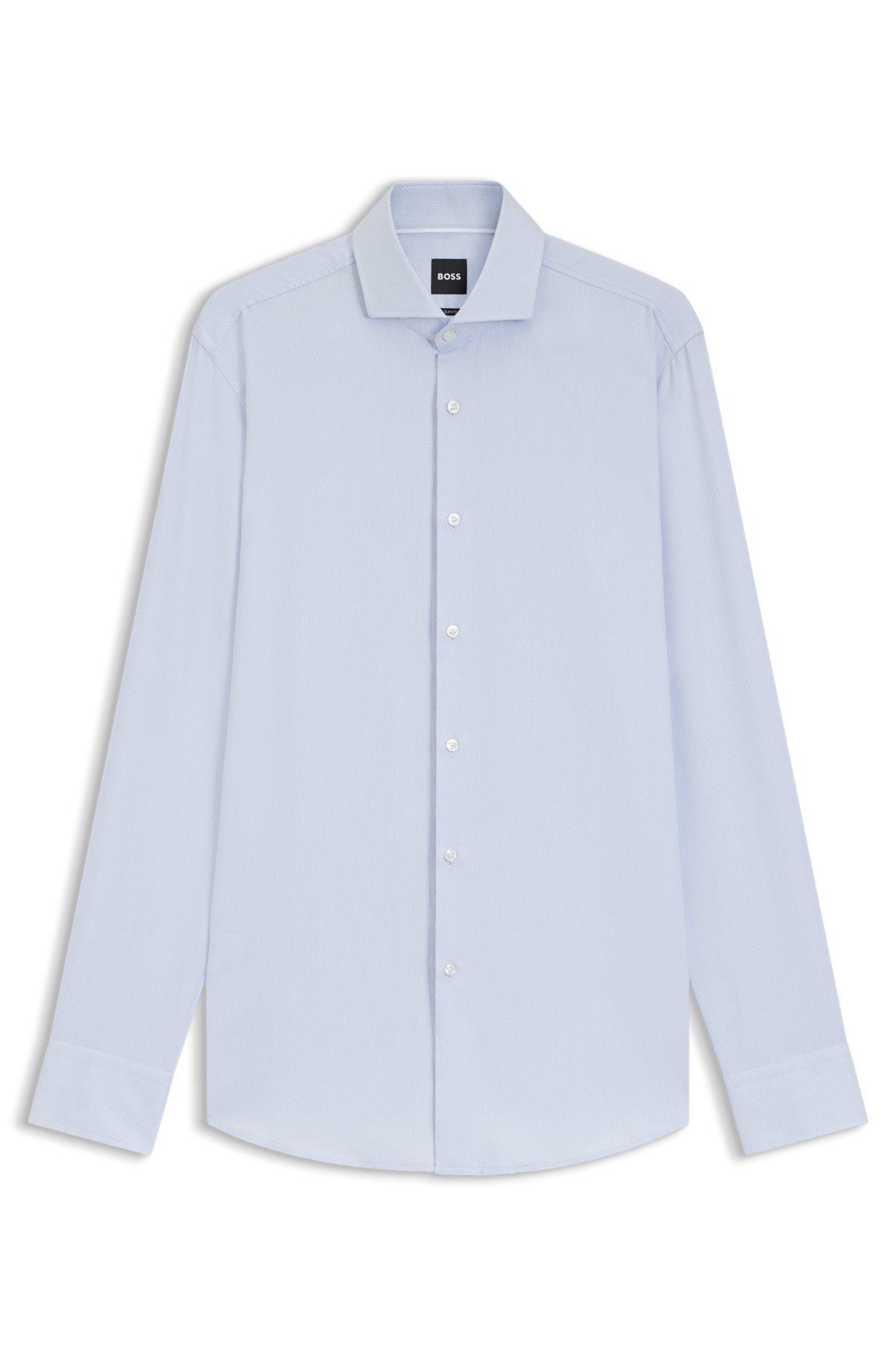 BOSS - Slim-fit shirt in structured cotton - Light Blue Product Image