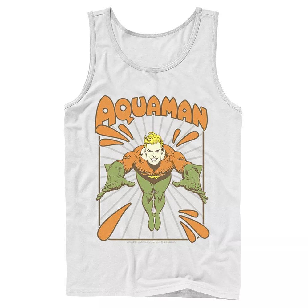 Men's DC Comics Aquaman Simple Text Logo Portrait Tank Top, Size: Large, White Product Image