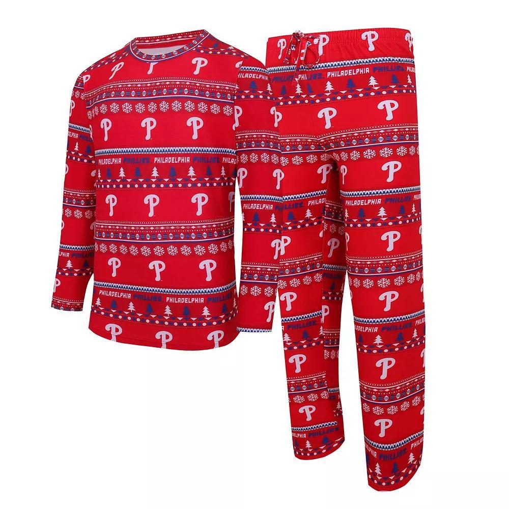 Men's Concepts Sport Red Philadelphia Phillies Knit Ugly Sweater Long Sleeve Top & Pants Set, Size: 2XL Product Image