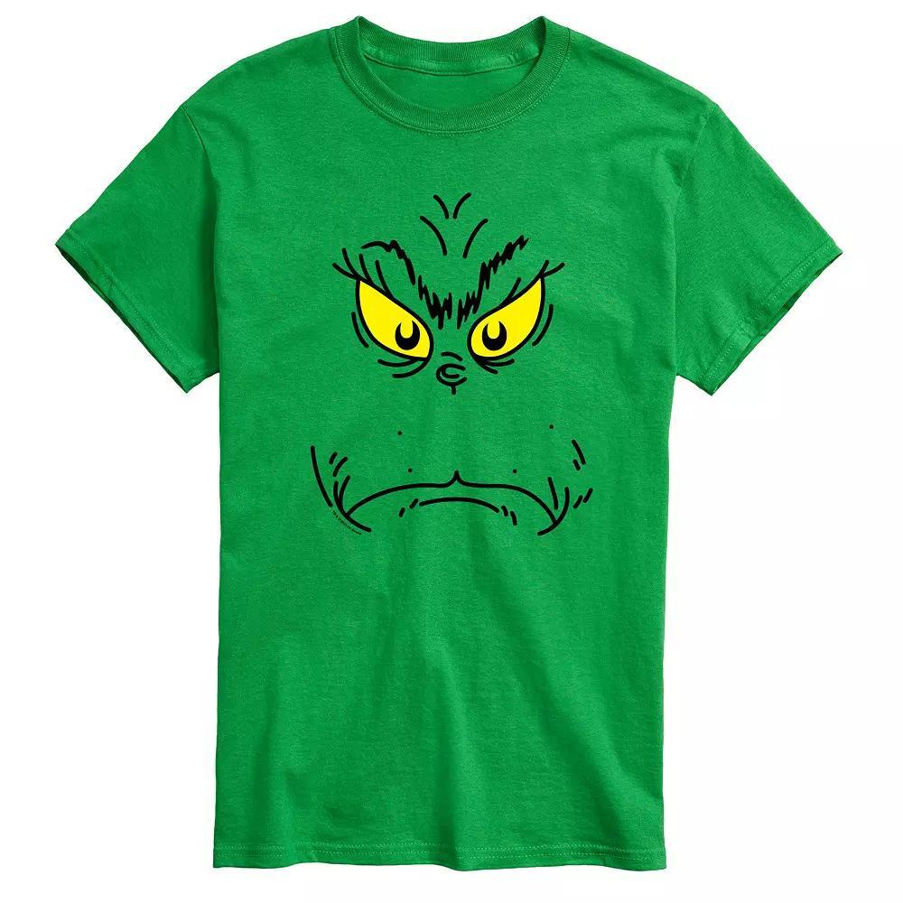 Men's Dr. Seuss The Grinch Grumpy Grinch Face Graphic Tee, Size: Large, Green Product Image