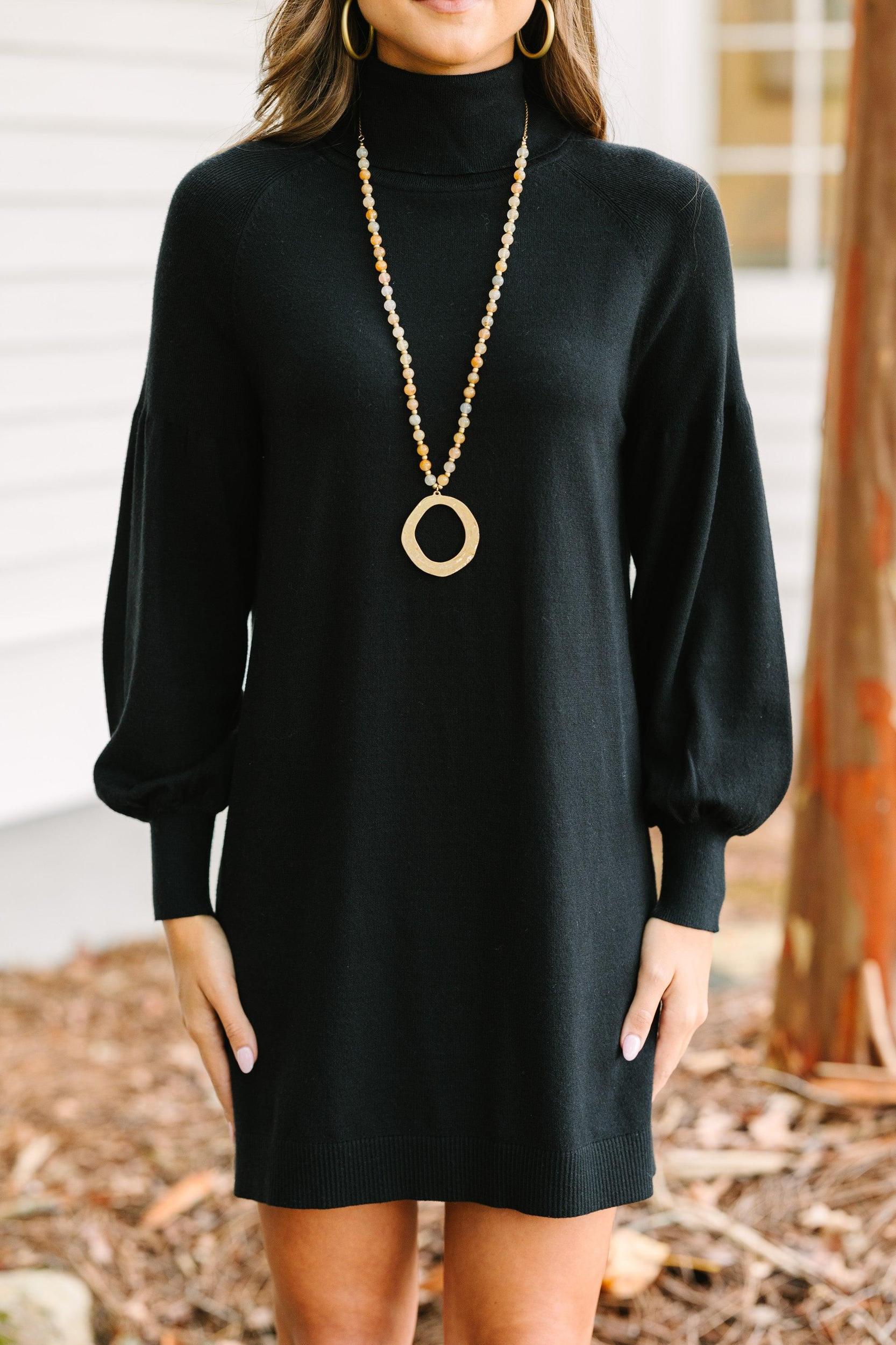 Wherever You Go Black Turtleneck Sweater Dress Female Product Image