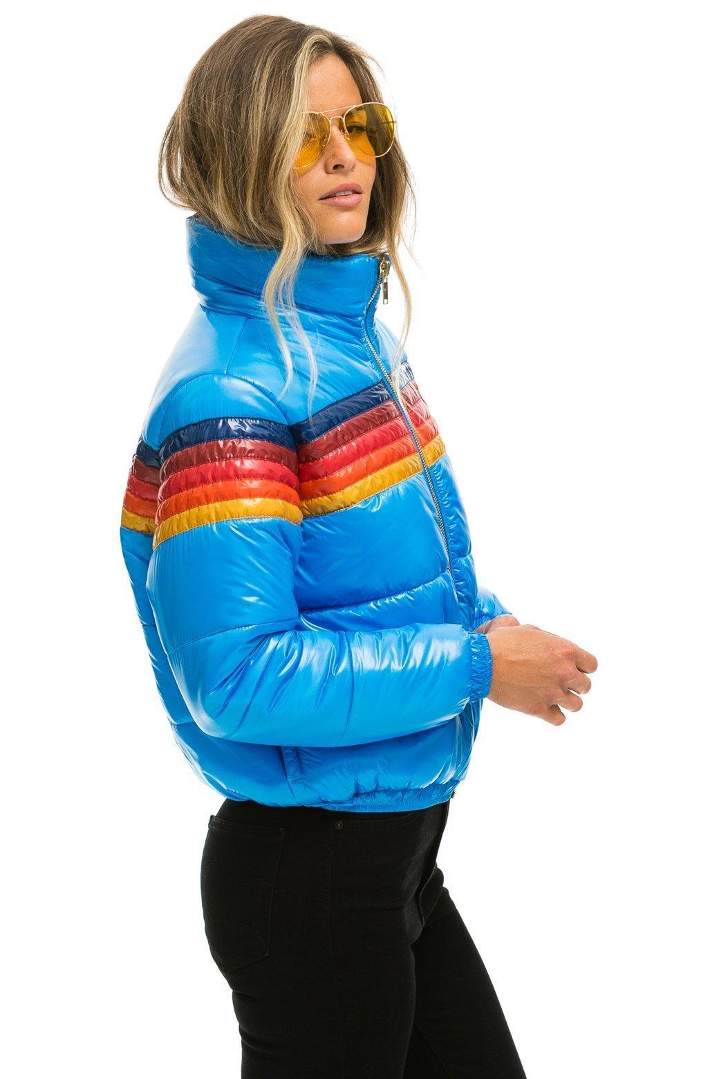 5 STRIPE LUXE APRES PUFFER JACKET - GLOSSY BLUE Female Product Image