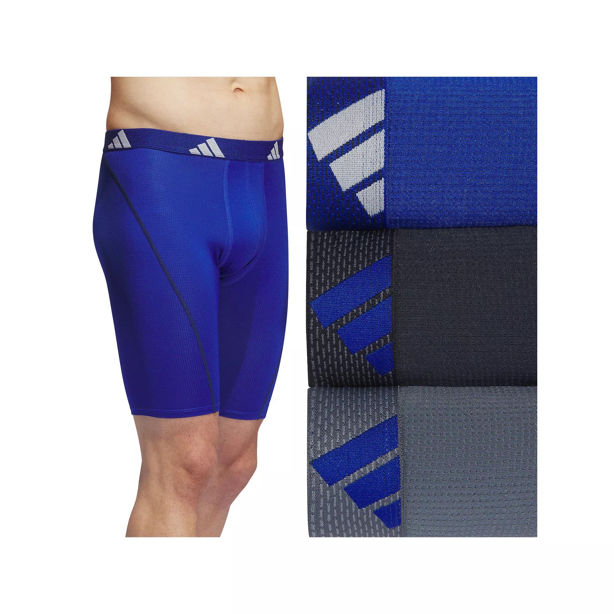 Men's adidas 3-pack Sport Performance Mesh Long-Leg Boxer Briefs, Size: Large, Blue Gray Product Image