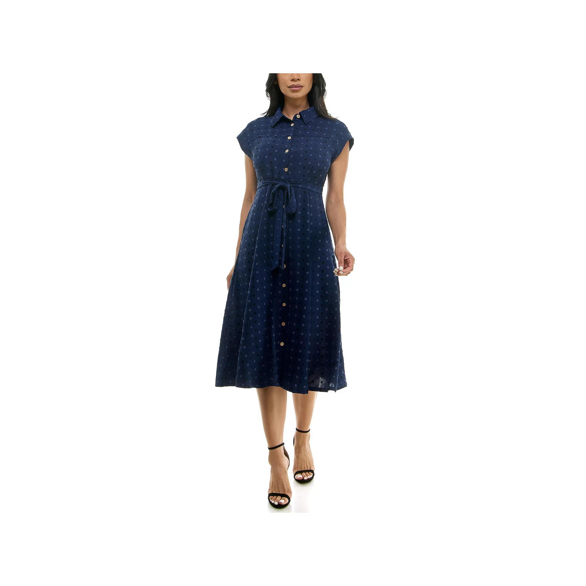 Women's Nina Leonard Collared Button Front Shirt Dress, Size: Small, Camel Team Product Image