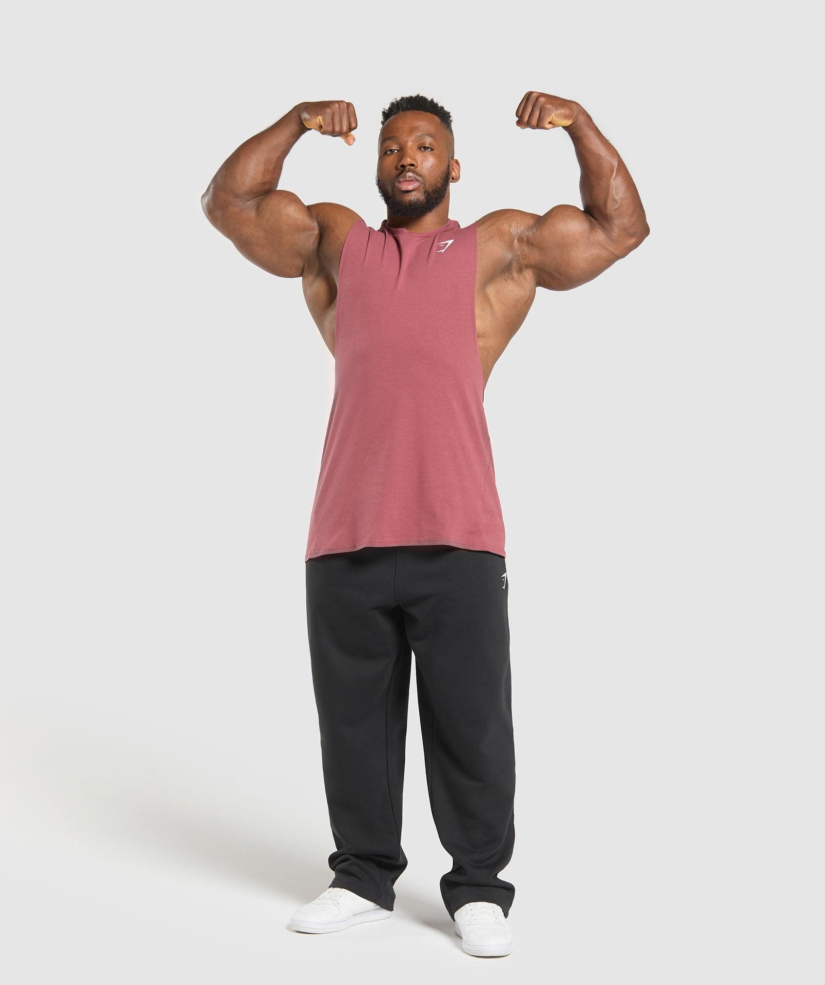 Gymshark Critical Drop Arm Tank - Washed Berry Pink Male Product Image