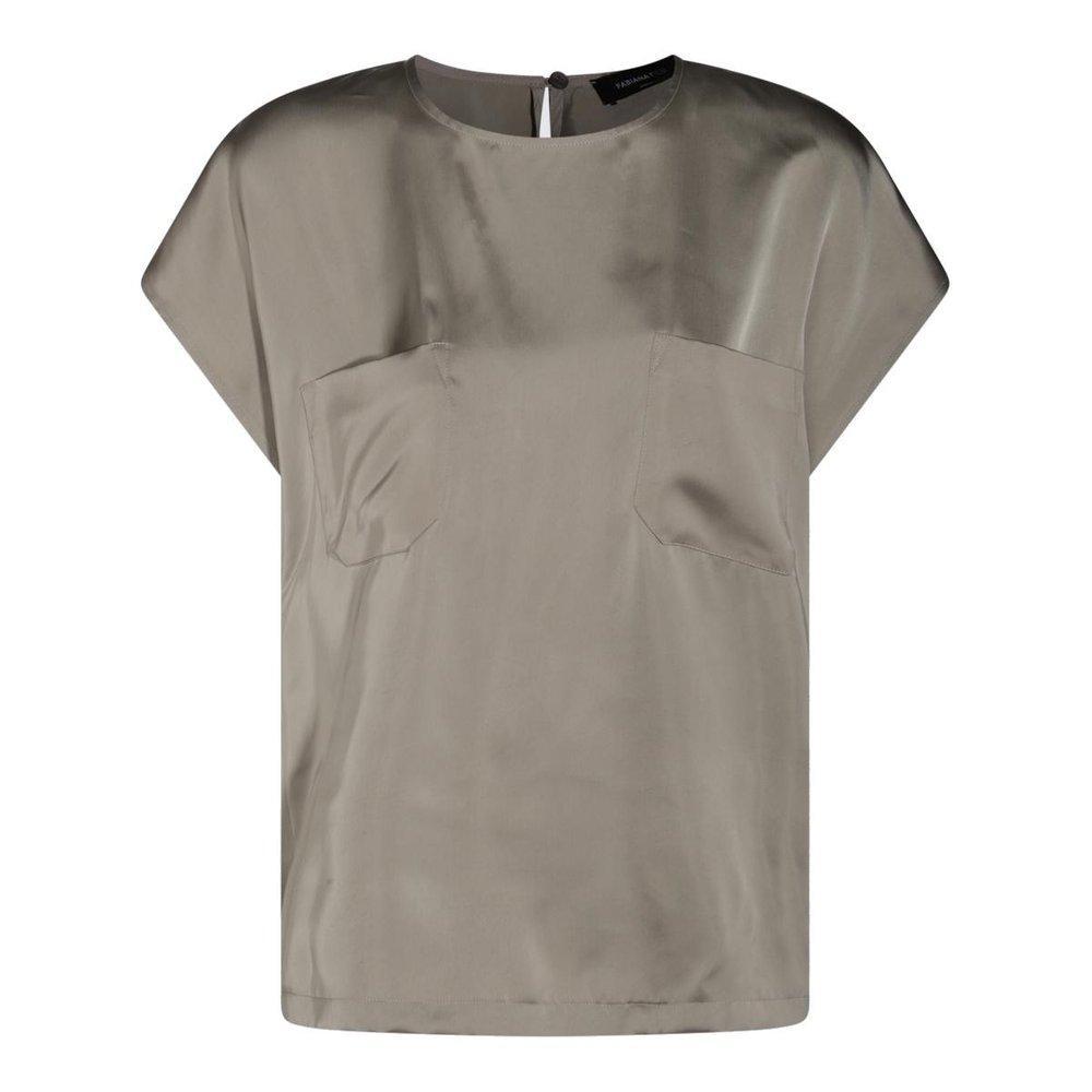 FABIANA FILIPPI Crewneck Satin Top In Brown Product Image