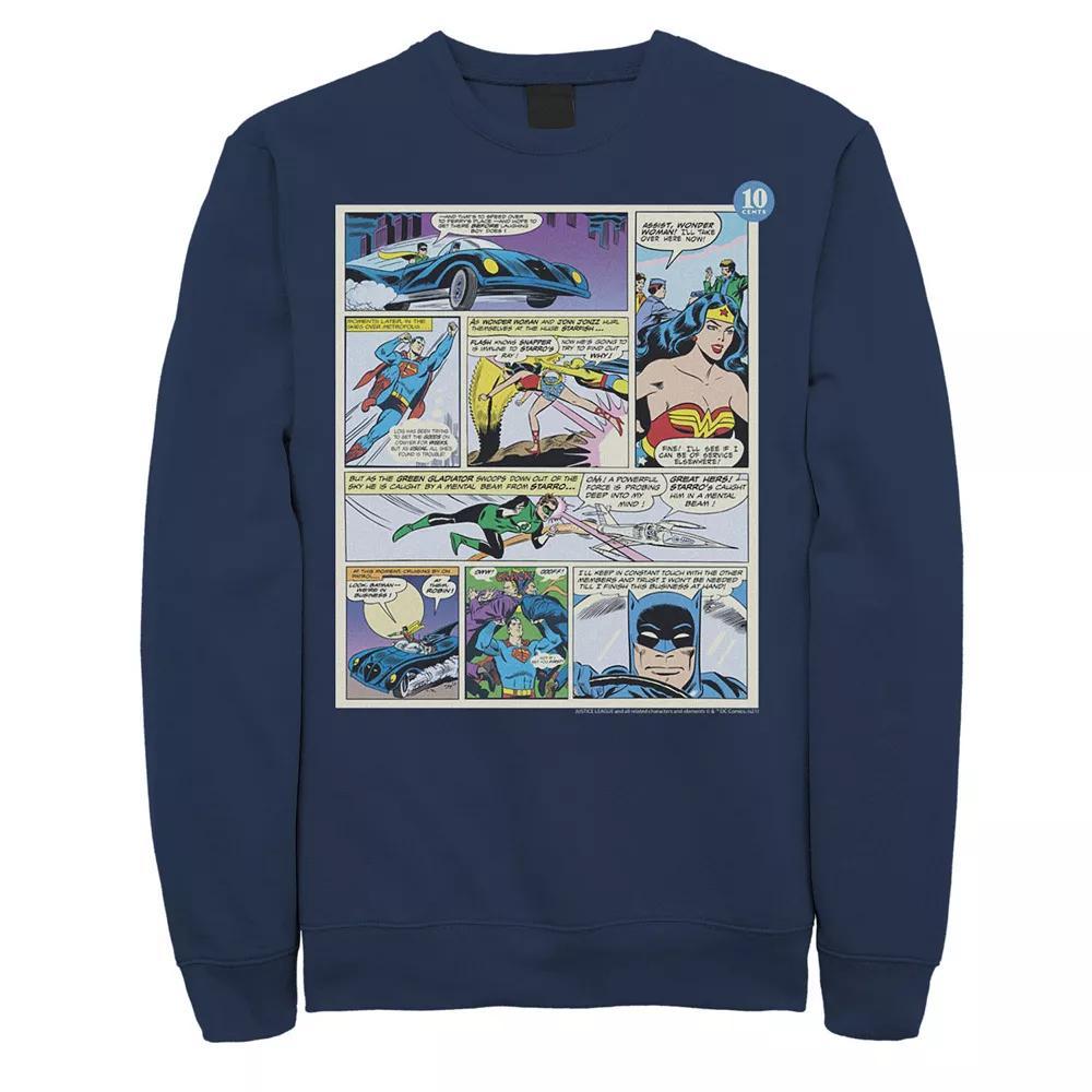 Men's Justice League Comic Panels Sweatshirt, Size: Medium, Blue Product Image