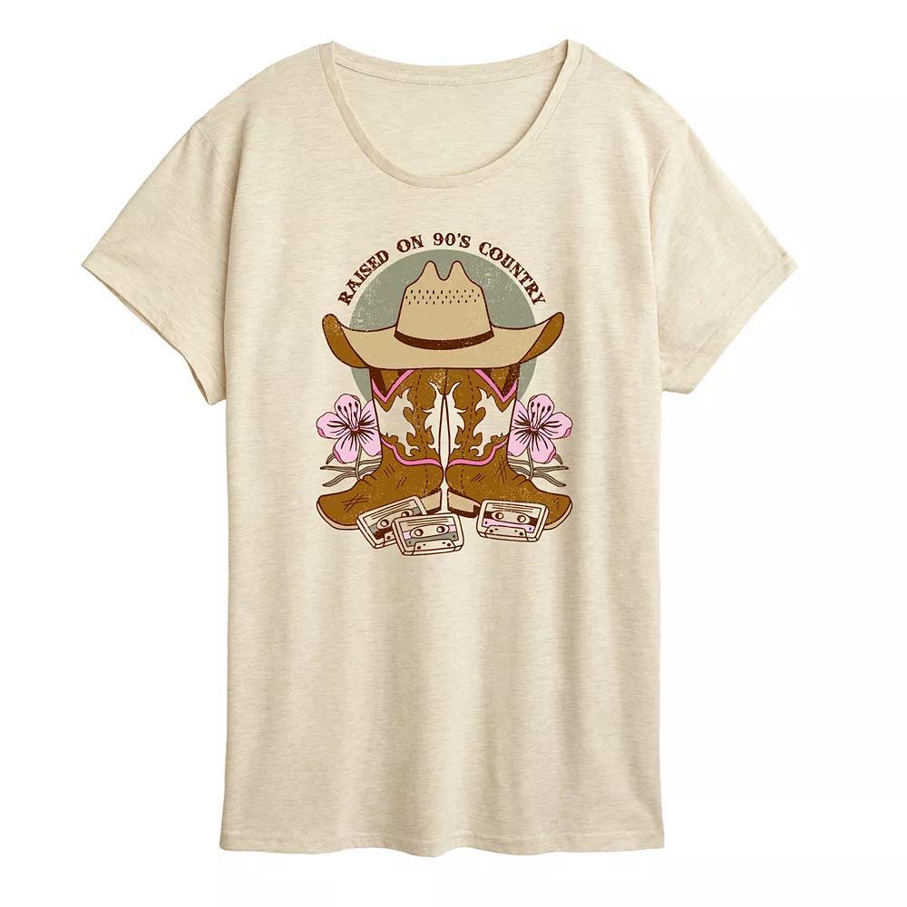 Women's Raised On 90's Country Graphic Tee, Size: Small, Grey Gray Product Image