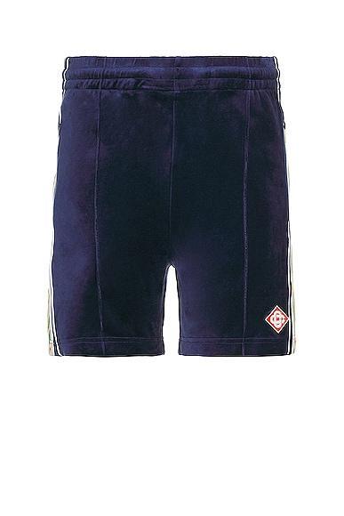 Casablanca Velour Laurel Shorts in Blue Product Image