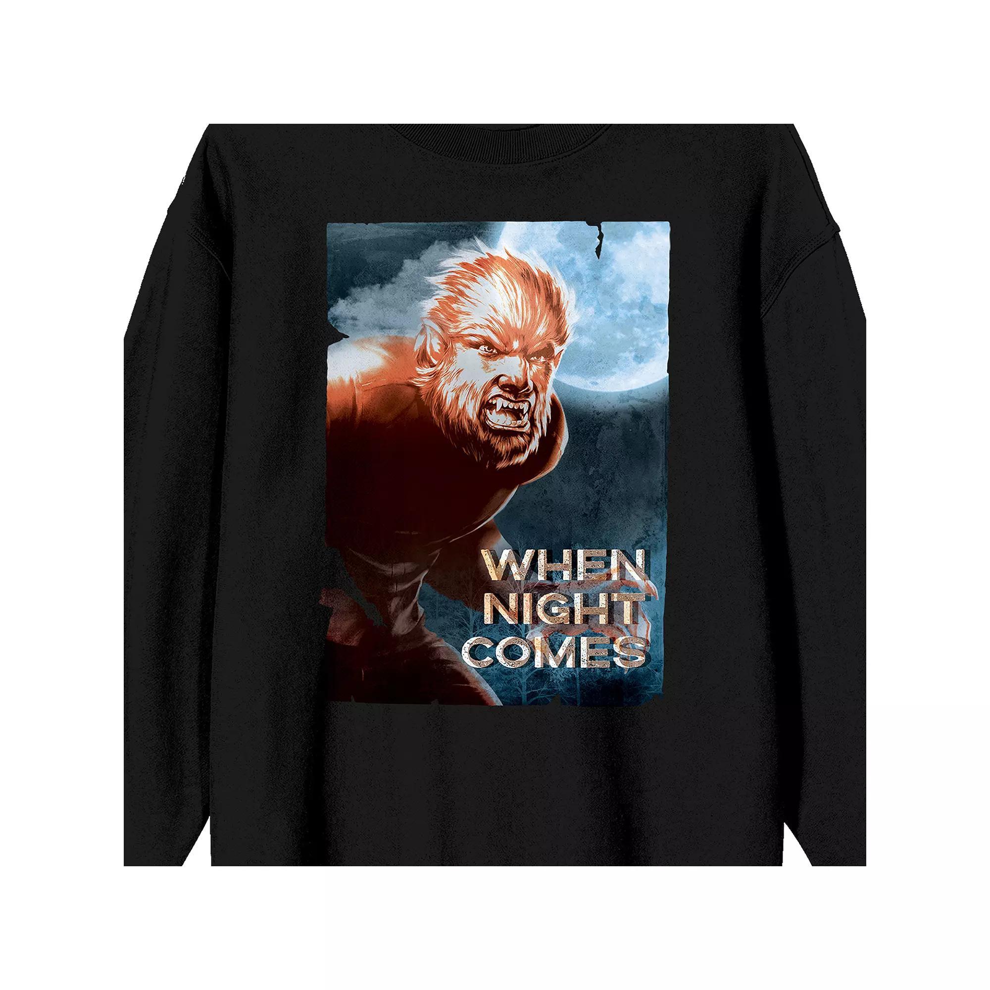 Men's Universal Monsters Wolfman Long Sleeve Graphic Tee, Size: Small, Black Product Image
