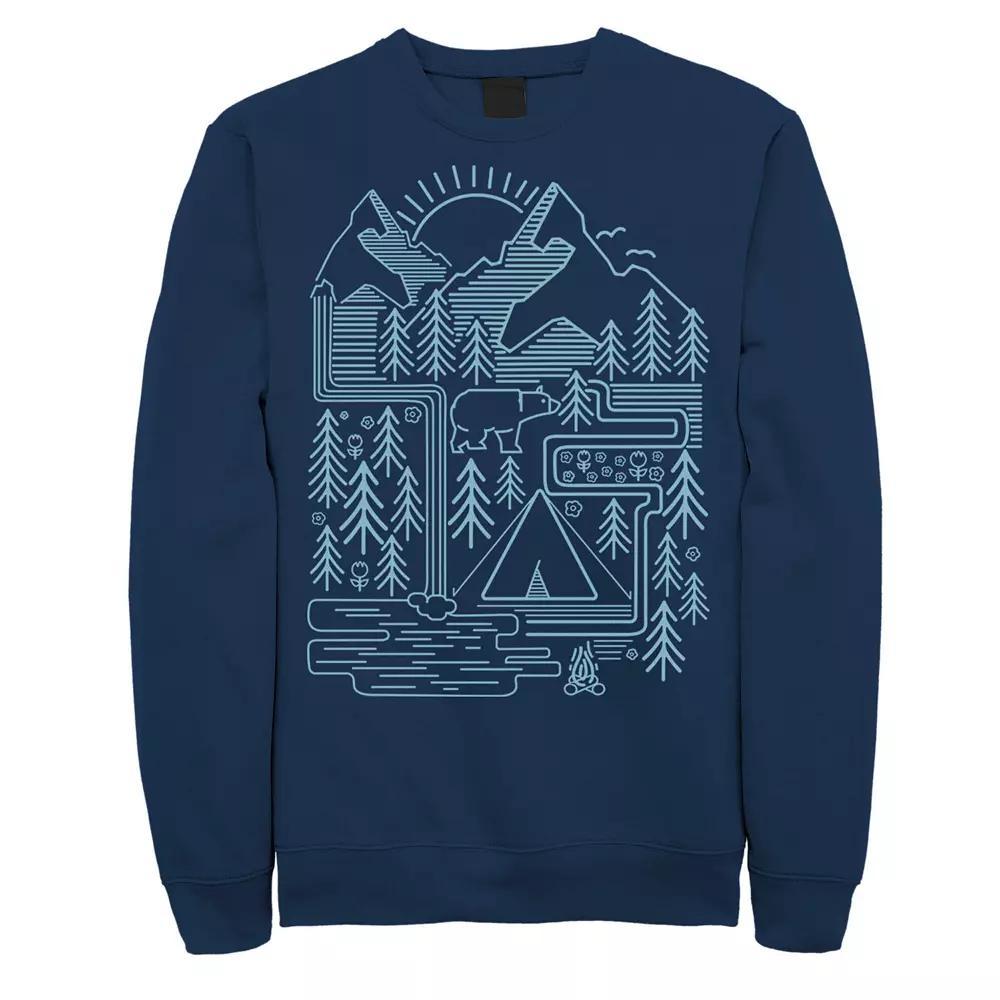 Men's Bear Scene Line Art Sweatshirt, Size: XXL, Blue Product Image