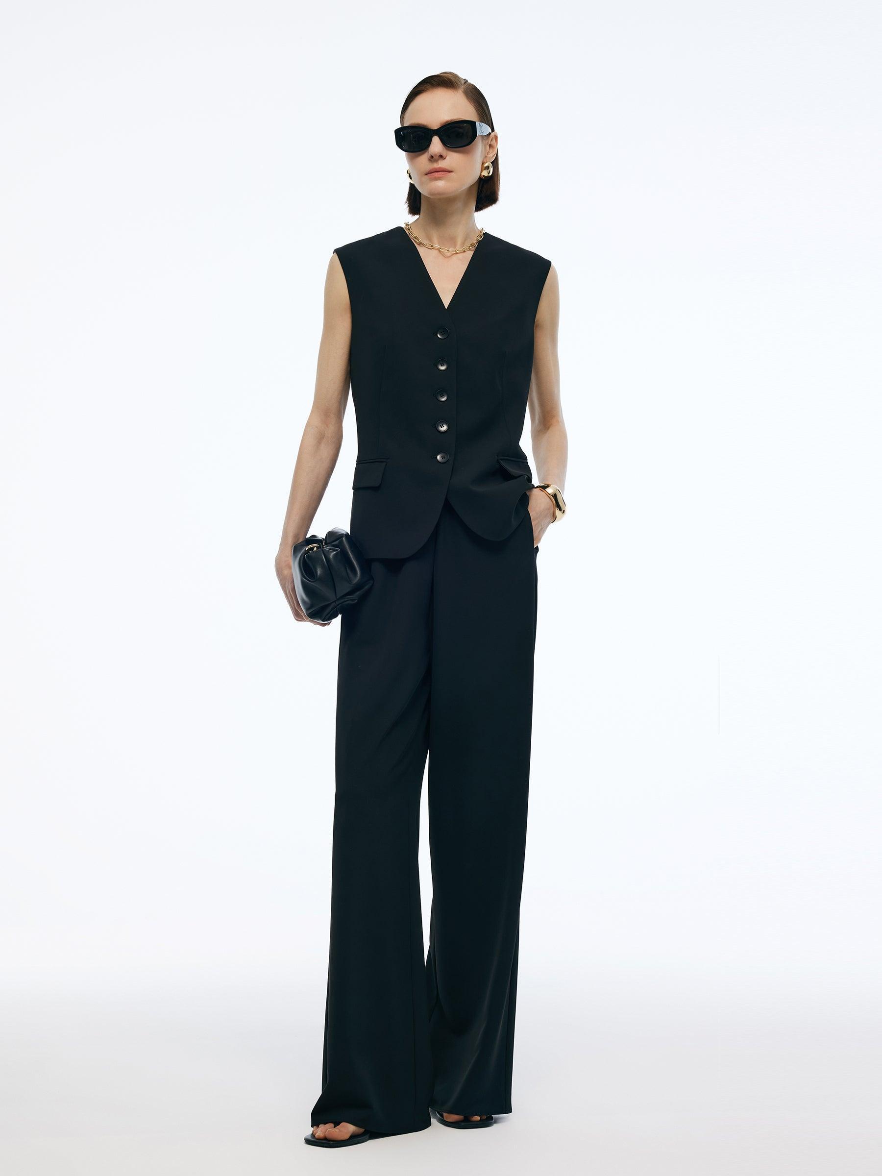 Stretch V-Neck Women Single-Breasted Vest Product Image