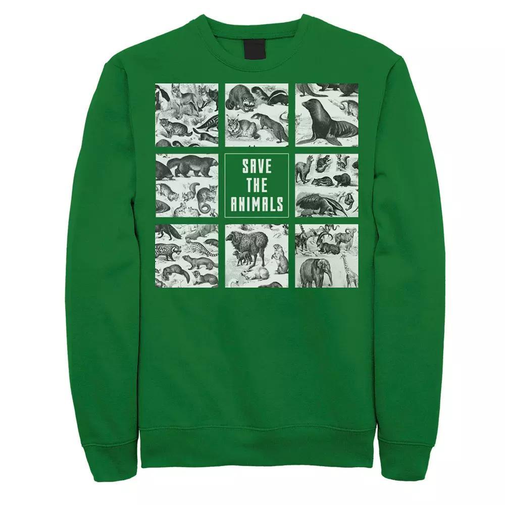 Men's Earth Day Save The Animals Box Up Sweatshirt, Size: XL, Kelly Product Image