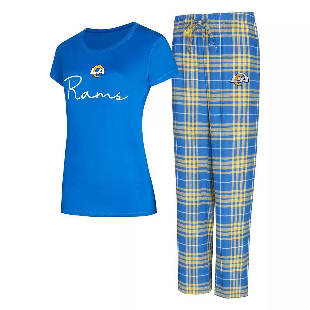 Women's Concepts Sport Los Angeles Rams Vector T-Shirt & Flannel Pants Sleep Set, Size: 2XL, Blue Product Image