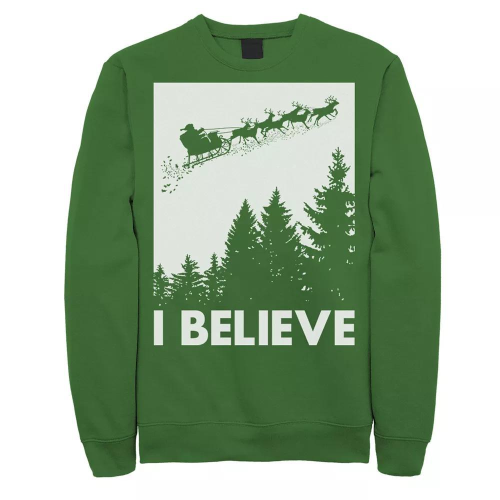 Men's Santa Claus I Believe Reindeer Christmas Sweatshirt, Size: XL, Kelly Product Image