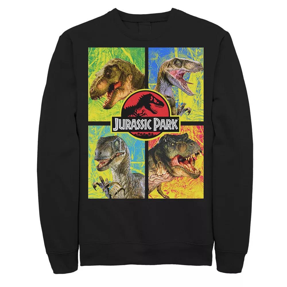 Men's Jurassic Park Four Different Dinosaur Faces Sweatshirt, Size: 3XL, Athletic Grey Product Image