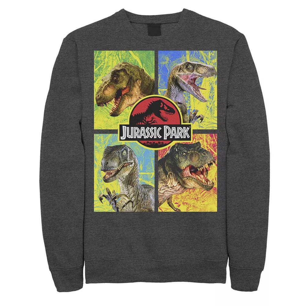Men's Jurassic Park Four Different Dinosaur Faces Sweatshirt, Size: Small, Grey Heather Product Image