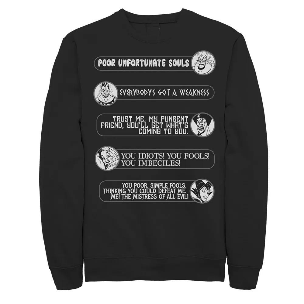 Disney Villains Men's Movie Quotes Circle Portrait Sweatshirt, Size: Large, Black Product Image