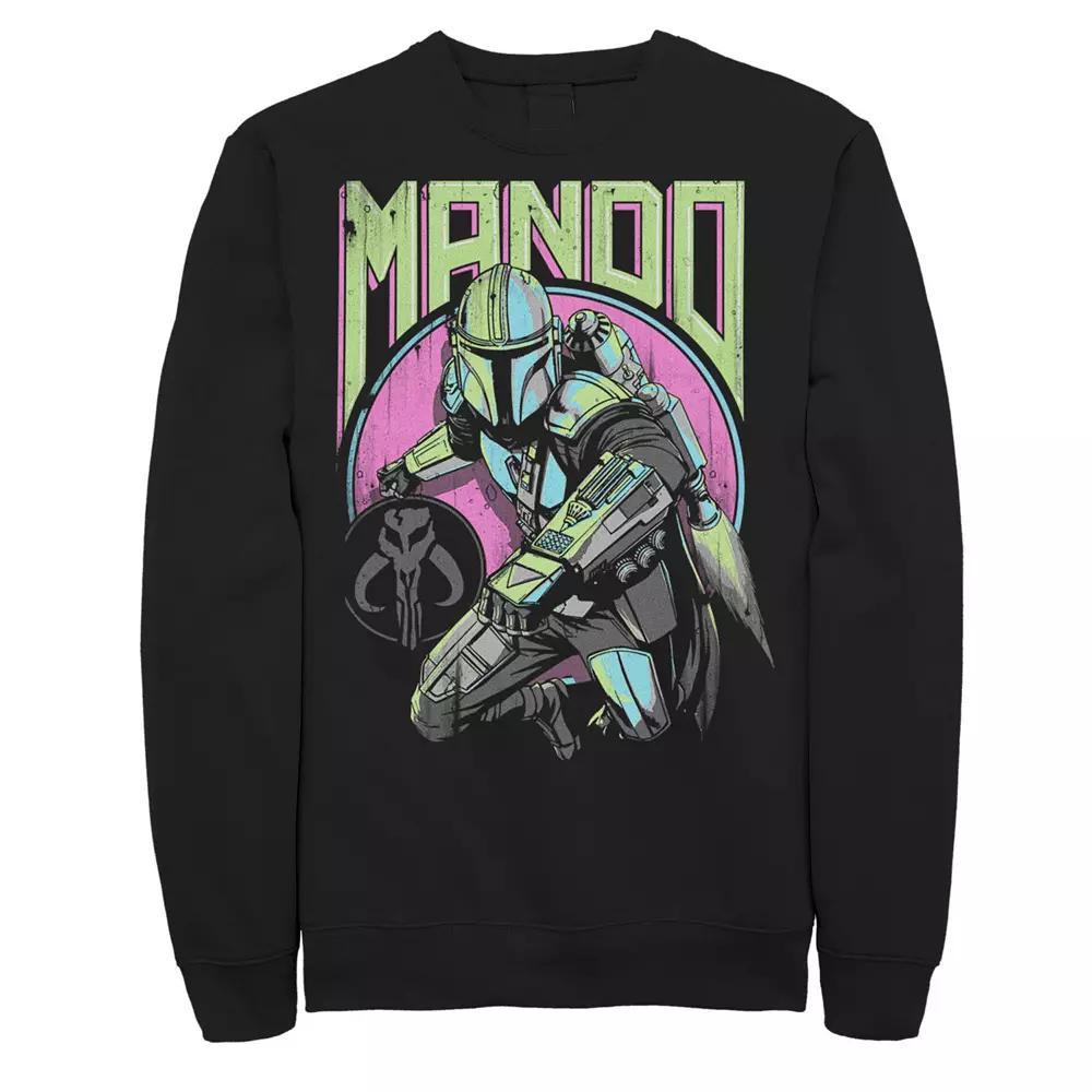 Men's Star Wars: The Mandalorian Mando New Wave and Icon Sweatshirt, Size: XL, Black Product Image