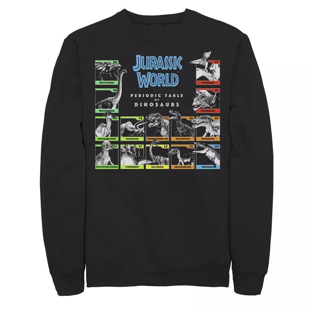 Men's Jurassic World Periodic Table of Dinosaurs Fleece, Size: Small, Black Product Image