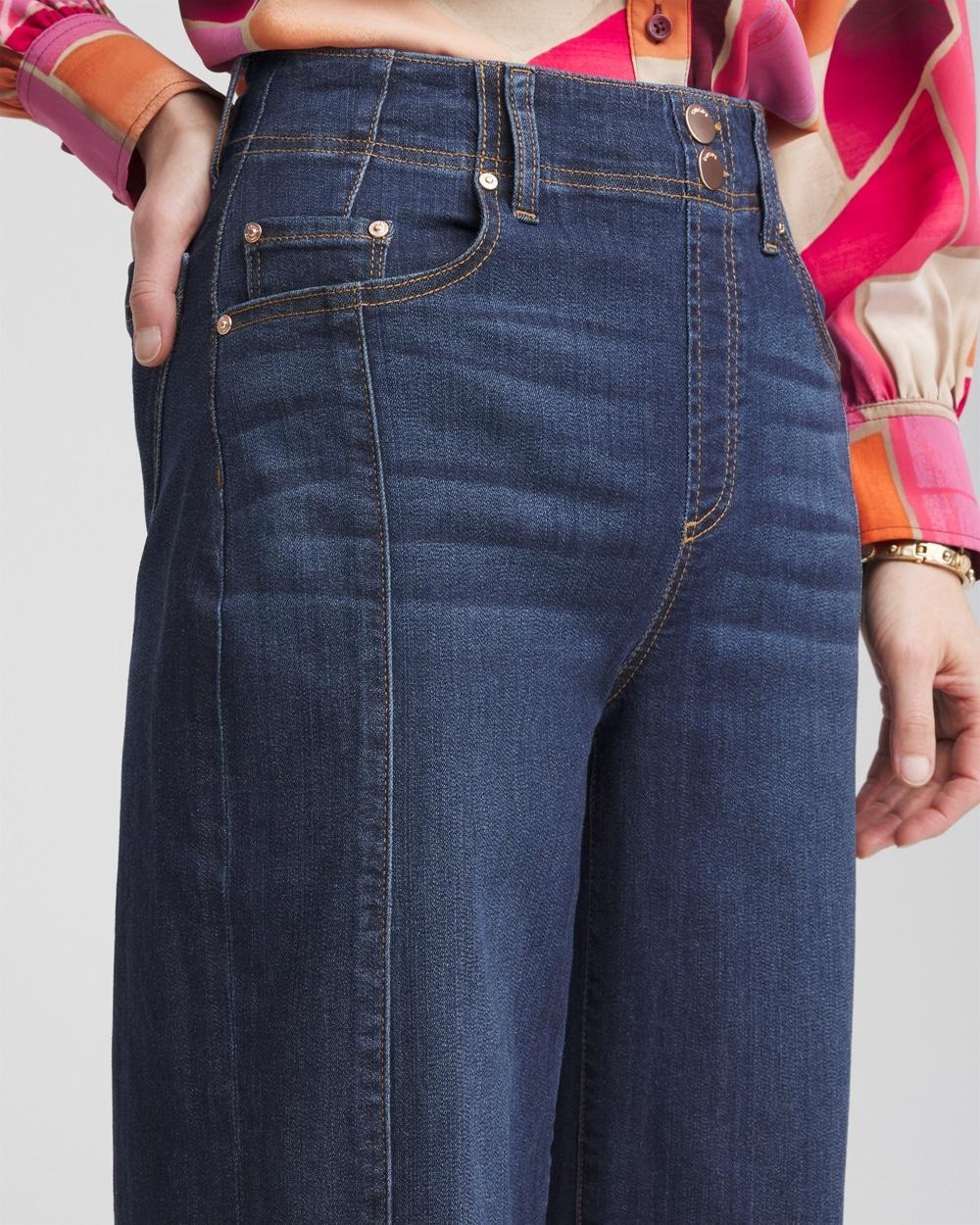 Pull-On Wide-Leg Cropped Jeans Product Image