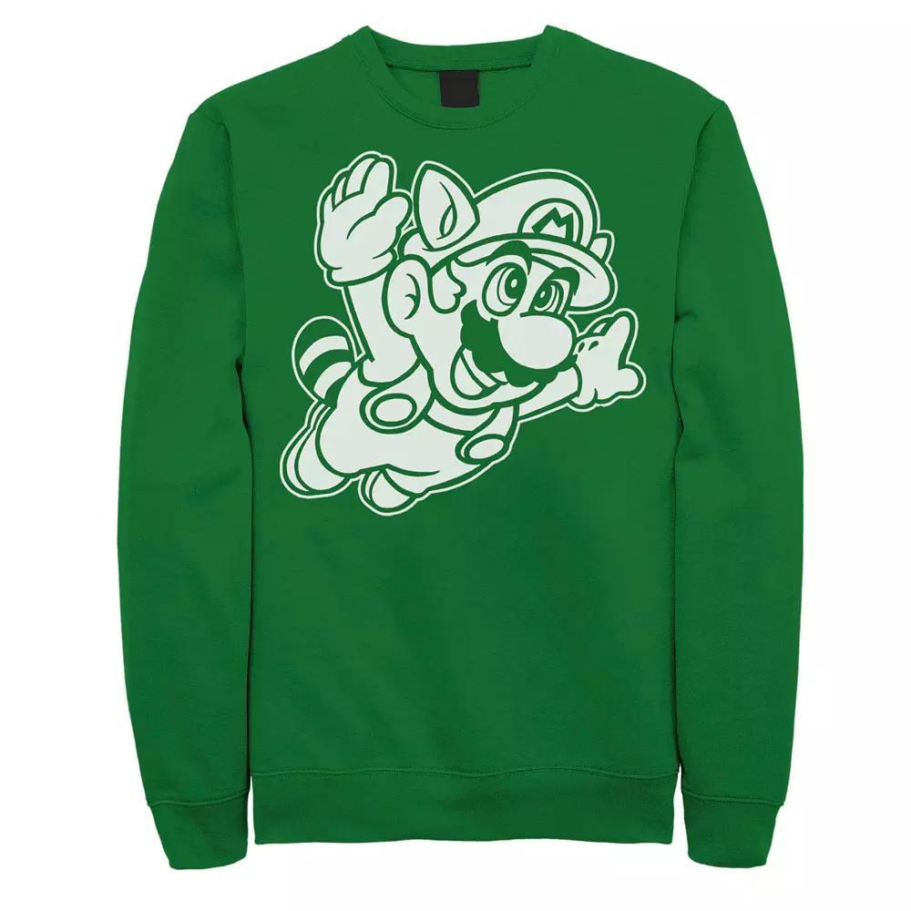 Men's Nintendo Super Mario 3 Raccoon Fly Line Art Sweatshirt, Size: Small, Black Product Image