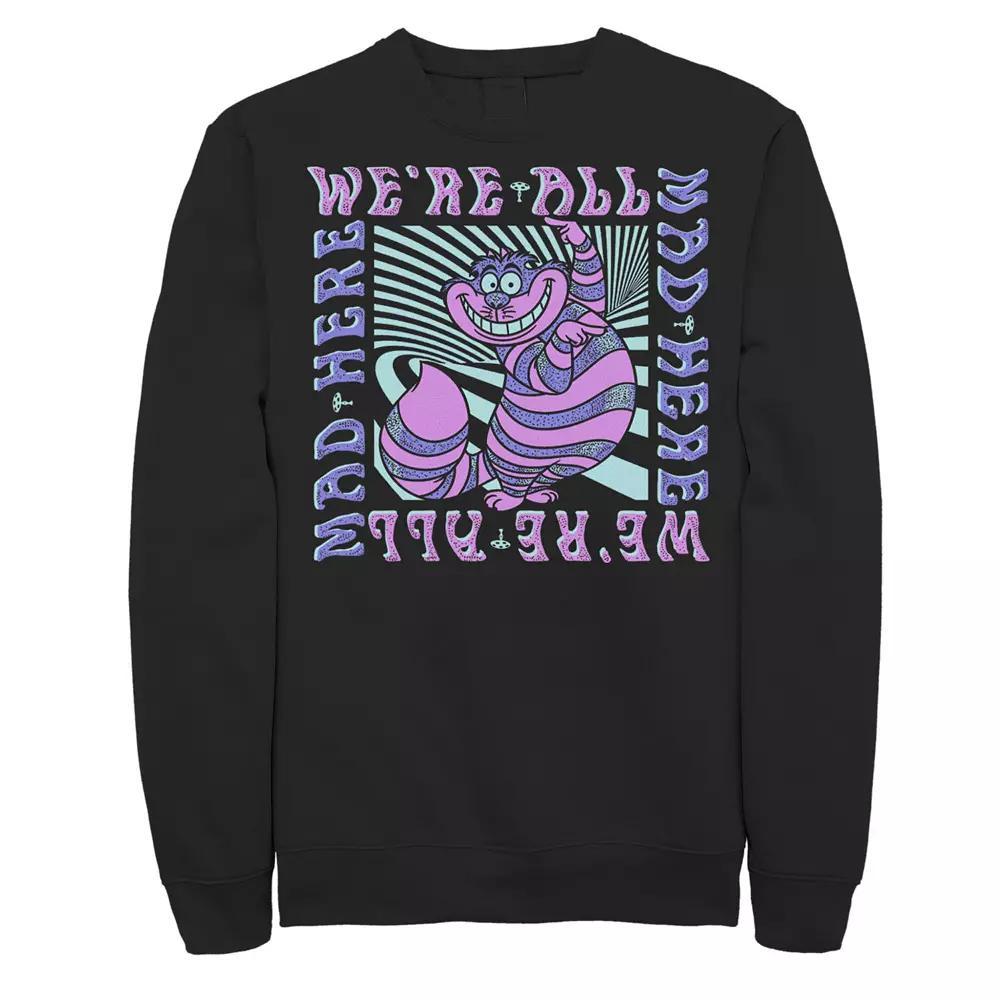Disney's Alice In Wonderland Cheshire Cat Men's We're All Mad Box Up Sweatshirt, Size: XL, Black Product Image