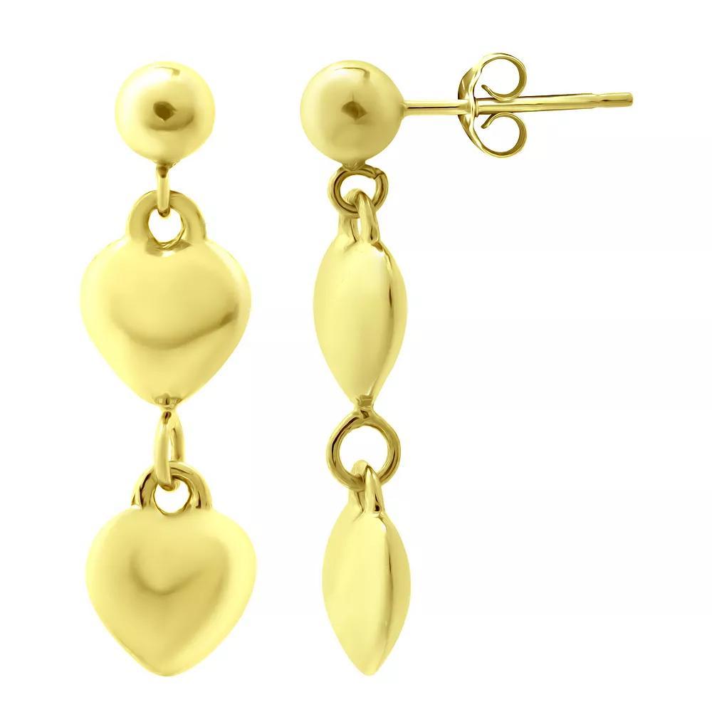 Aleure Precioso Double Puffy Heart Drop Earrings, Women's, Silver Tone Product Image