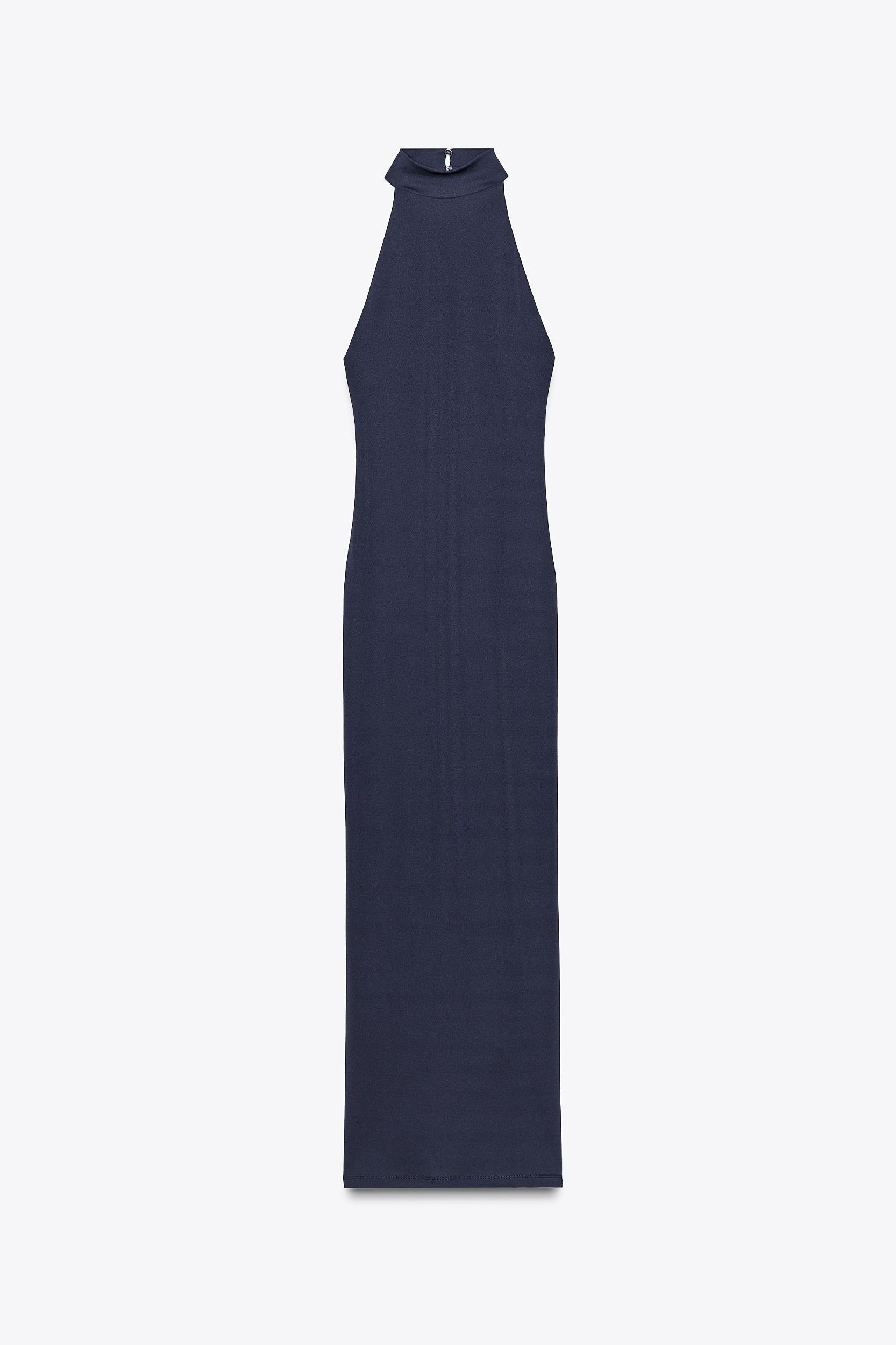 LONG HALTER RUCHED DRESS Product Image