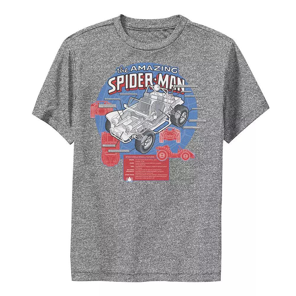Boys 8-20 Marvel The Amazing Spider-Man Spider-Mobile Schematic Performance Graphic Tee, Boy's, Size: XL, Red Grey Product Image