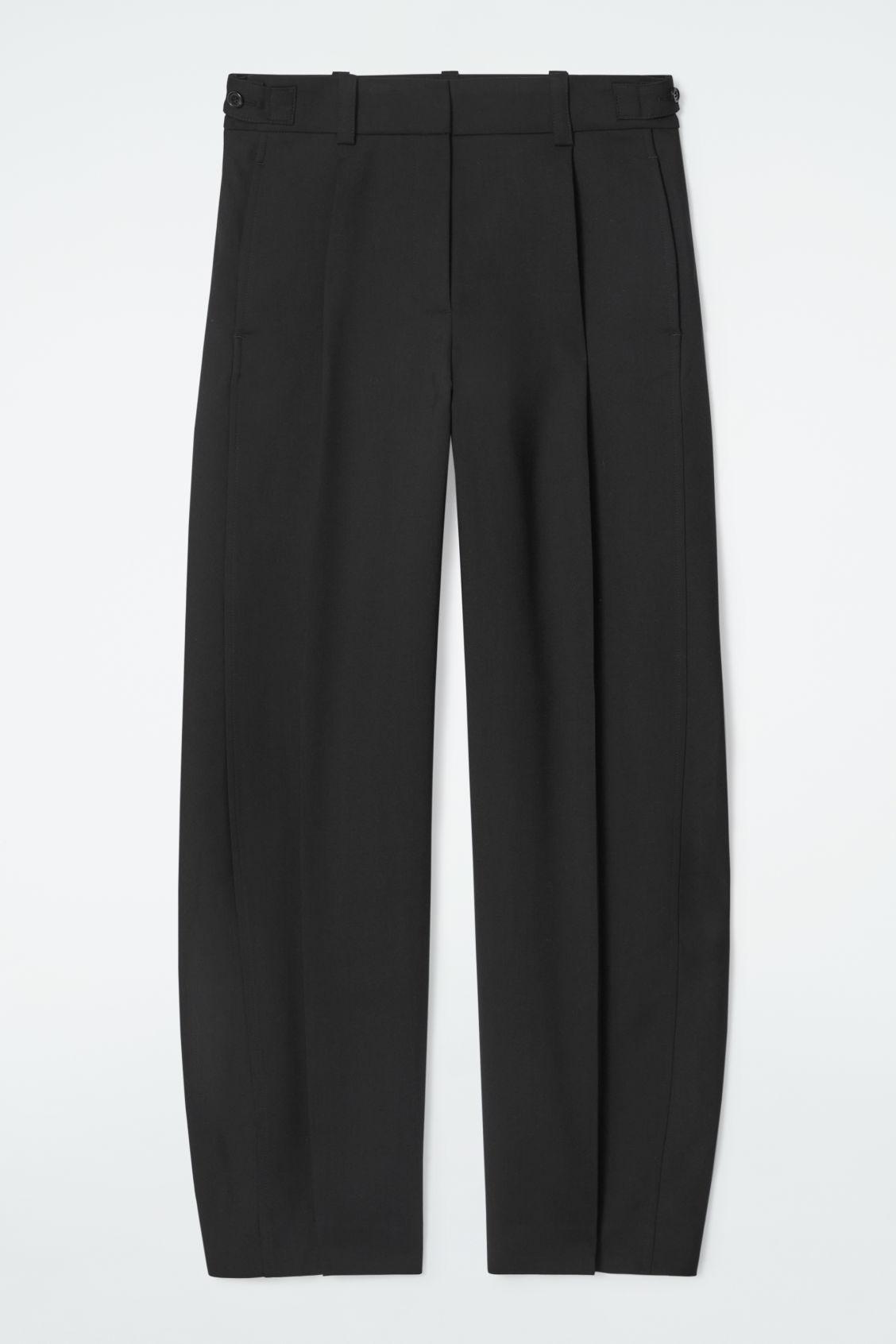 WOOL-BLEND BARREL-LEG PANTS Product Image