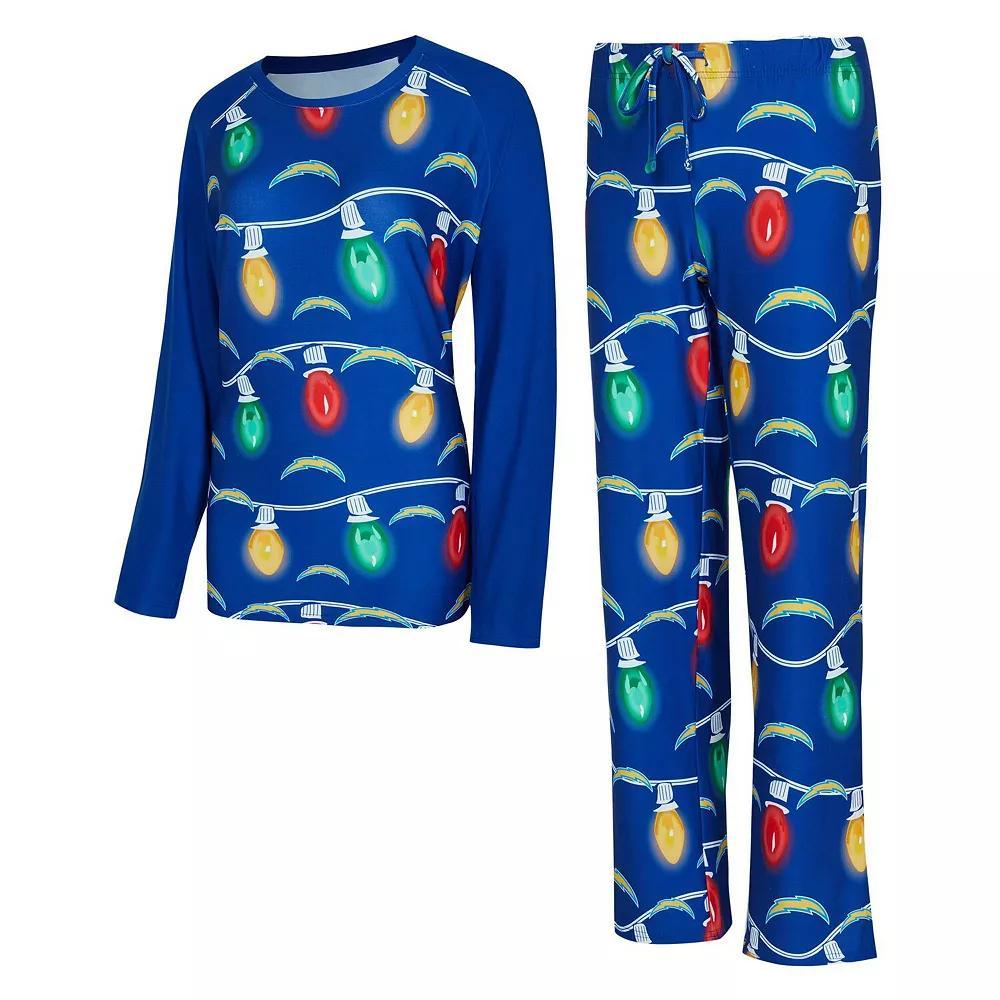 Women's Concepts Sport Los Angeles Chargers Garland Knit Raglan Long Sleeve T-Shirt & Pants Set, Size: 2XL, Light Product Image