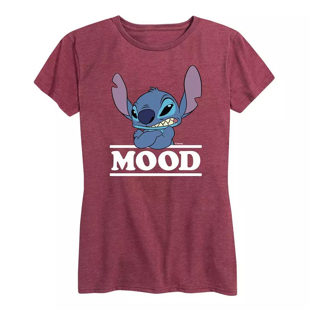 Disneys Lilo & Stitch Womens Mood Graphic Tee Grey Gray Product Image