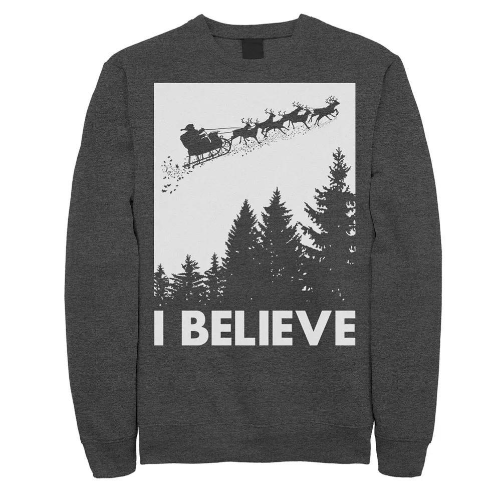 Men's Santa Claus I Believe Reindeer Christmas Sweatshirt, Size: XL, Kelly Product Image