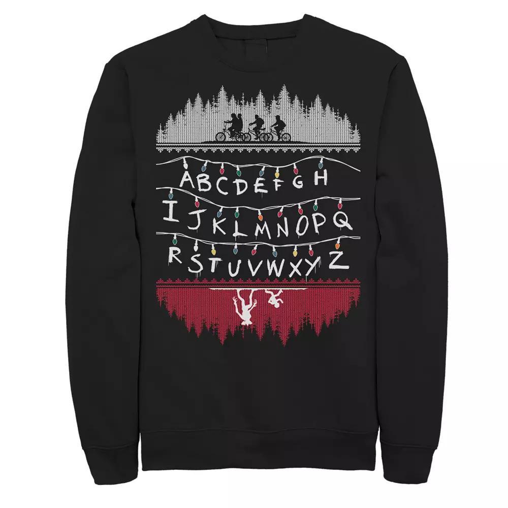 Men's Stranger Things Alphabet Lights Sweatshirt, Size: XL, Black Product Image