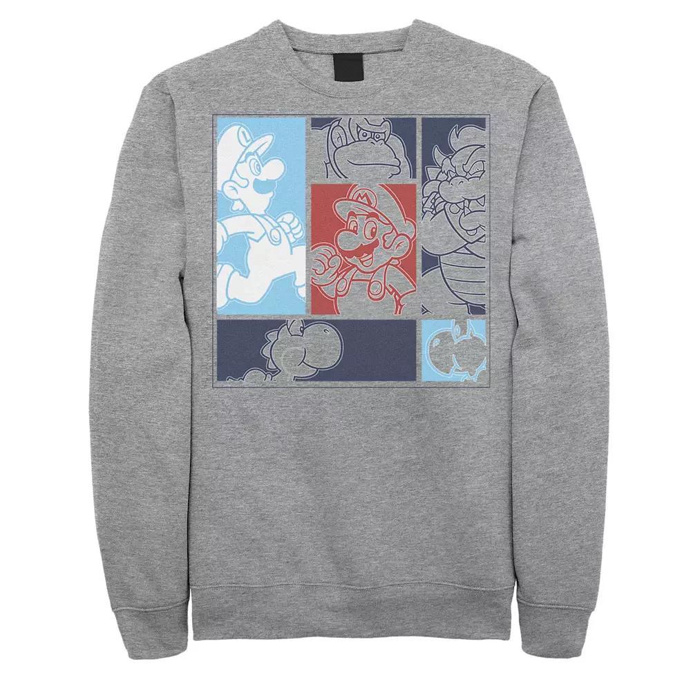 Big & Tall Nintendo Super Mario Bros Characters Group Fleece Sweatshirt, Men's, Size: 4XL, Athletic Grey Product Image