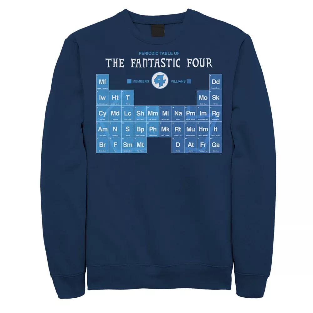 Men's Marvel Fantastic Four Members And Villains Periodic Table Sweatshirt, Size: Small, Blue Product Image