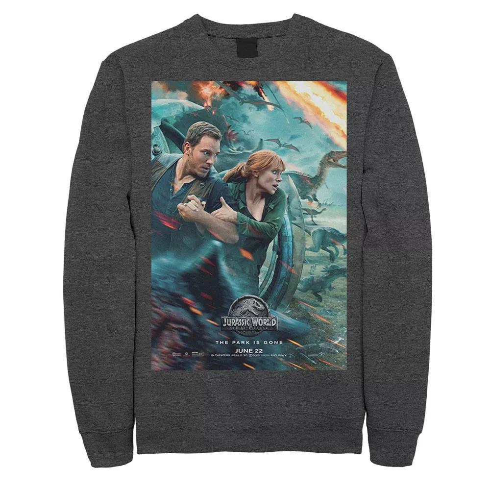 Men's Jurassic World Two Owen Claire Movie Poster Sweatshirt, Size: XL, Blue Product Image