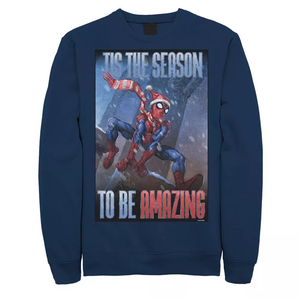 Men's Marvel Spider-Man 'Tis The Season To Be Amazing Sweatshirt, Size: Large, Blue Product Image