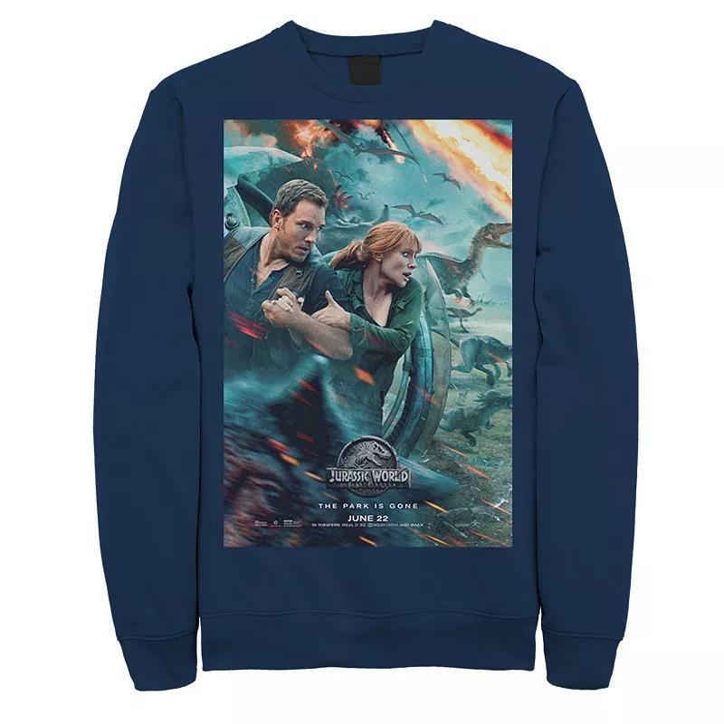 Men's Jurassic World Two Owen Claire Movie Poster Sweatshirt, Size: XL, Blue Product Image