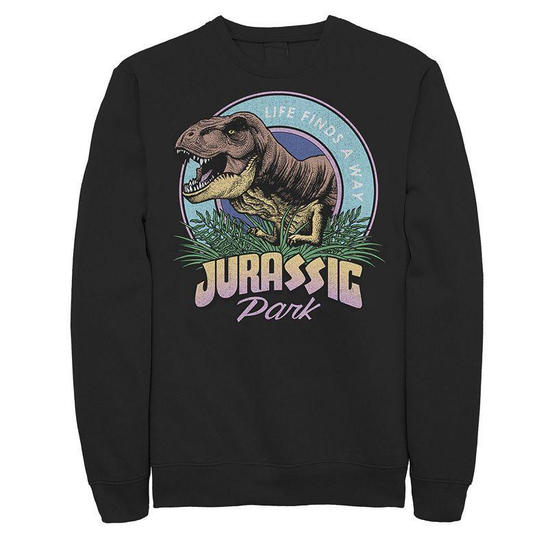 Men's Jurassic Park Life Finds A Way Vibrant Fleece Graphic Pullover, Size: XL, Black Product Image