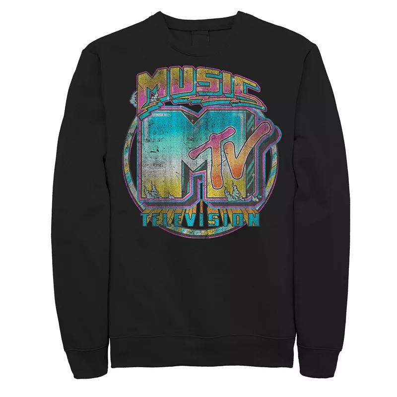 Men's MTV Logo Graffiti Vintage Sweatshirt, Size: XL, Black Product Image