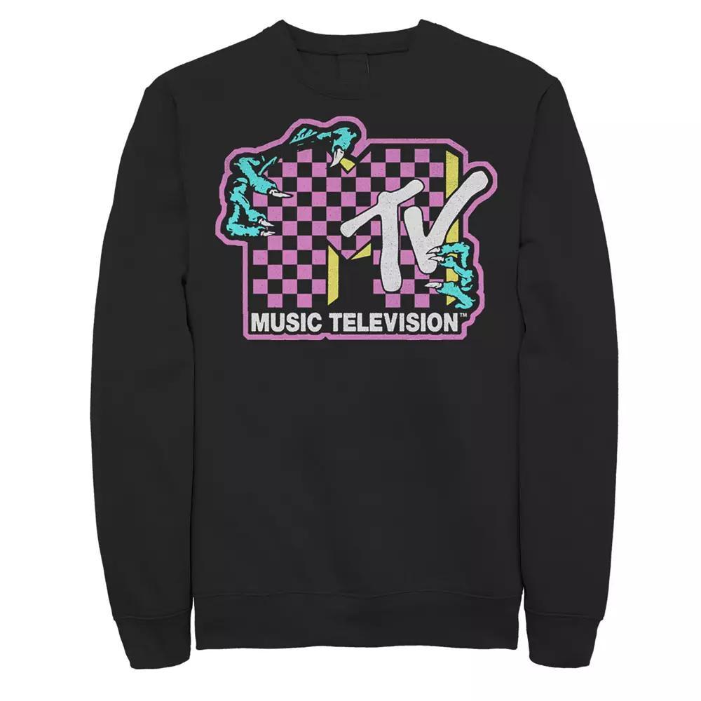 Men's MTV Checkered Zombie Hands Pullover Sweatshirt, Size: 3XL, Black Product Image