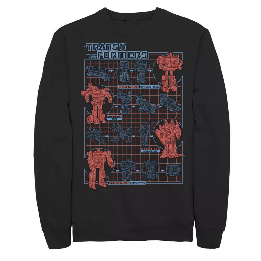 Men's Transformers How To Transform Schematic Sweatshirt, Size: Medium, Black Product Image