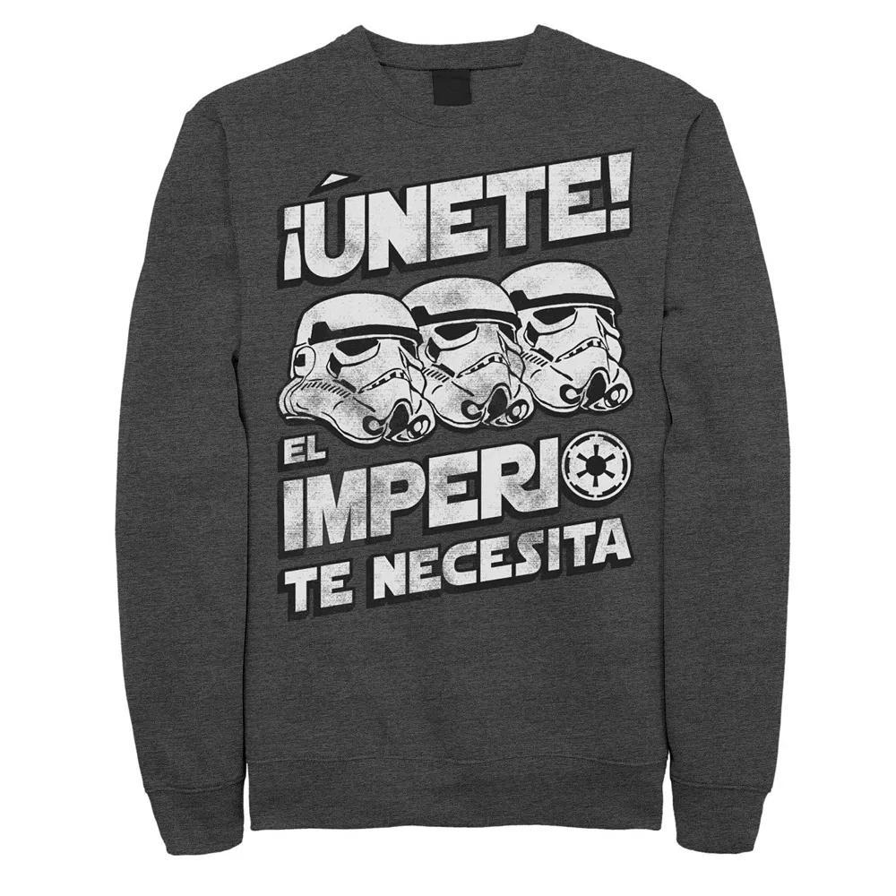 Men's Star Wars Unete El Imperio Te Necesita Stormtrooper Faded Portrait Sweatshirt, Size: 3XL, Athletic Grey Product Image