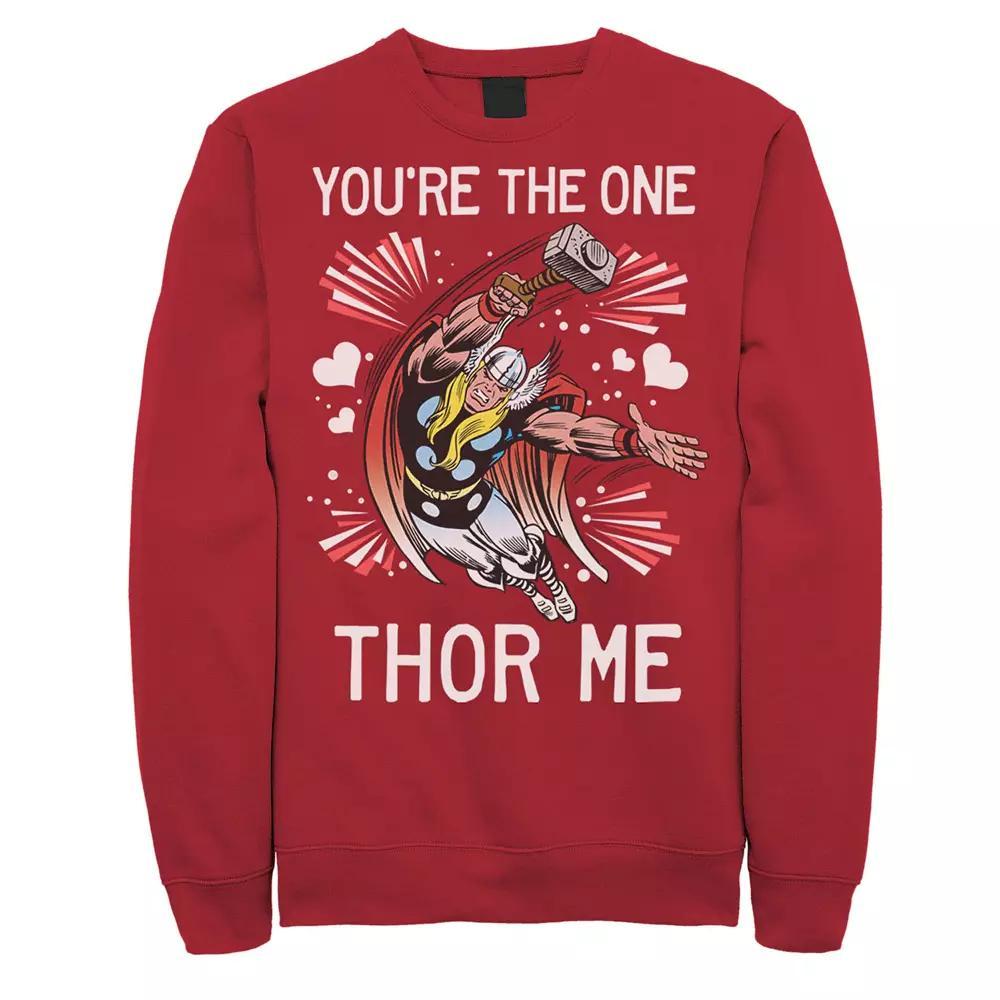 Men's Marvel Thor You're The One Thor Me Valentine Graphic Fleece Pullover, Size: 3XL, Red Product Image