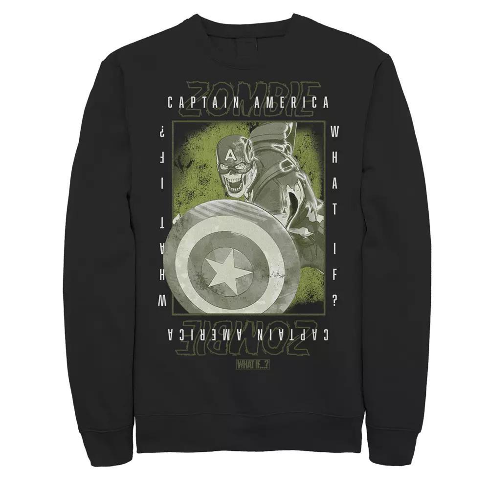 Men's Marvel What If Captain Zombie Box Poster Sweatshirt, Boy's, Size: Large, Black Product Image